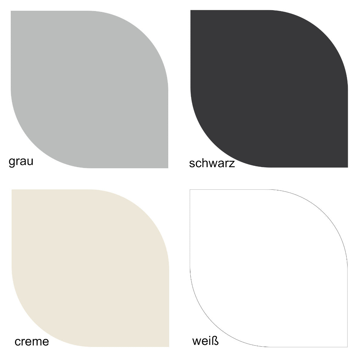 Für Kreidefarben gibt es vier Farbtöne zur Auswahl: grau, schwarz, creme und weiß