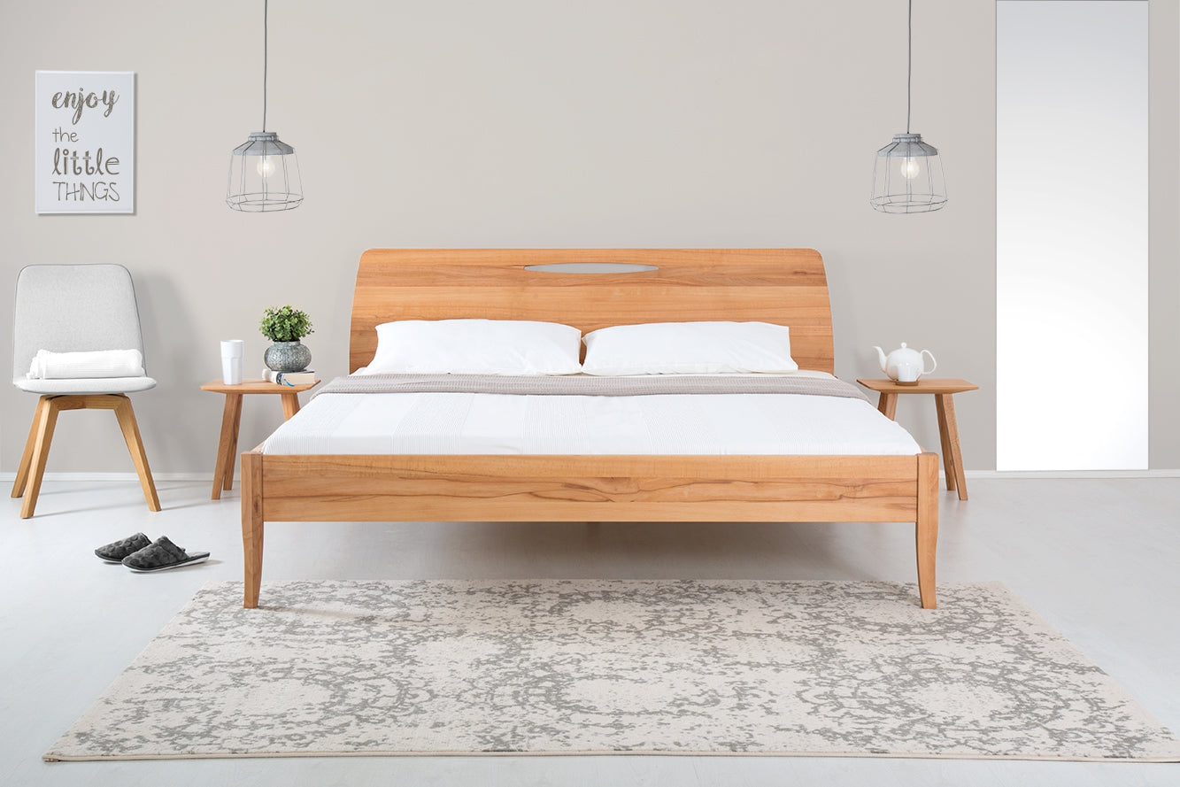 PAEZ 05 Massivholzbett, metallfrei, elegante Formlehne