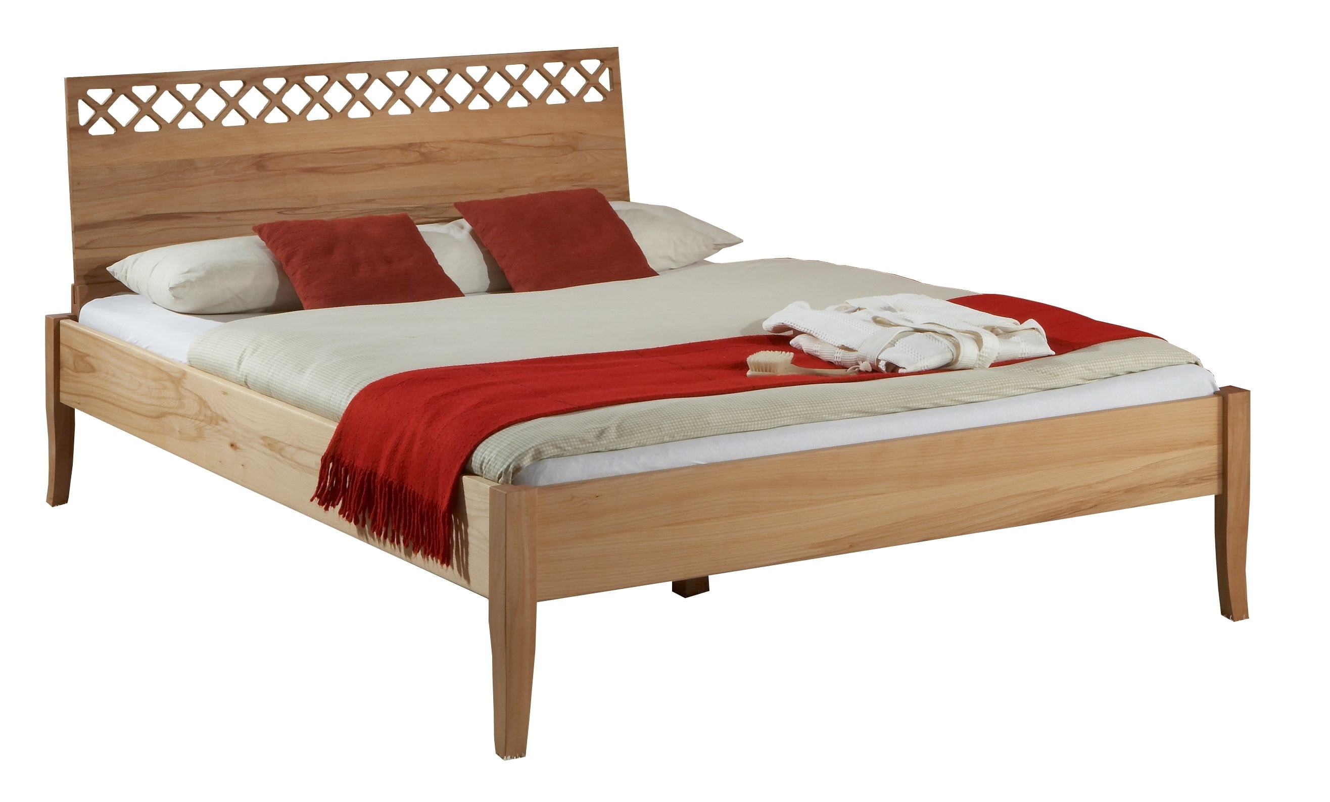 PAEZ 06 Massivholzbett, metallfrei, orientalisches Kopfteil