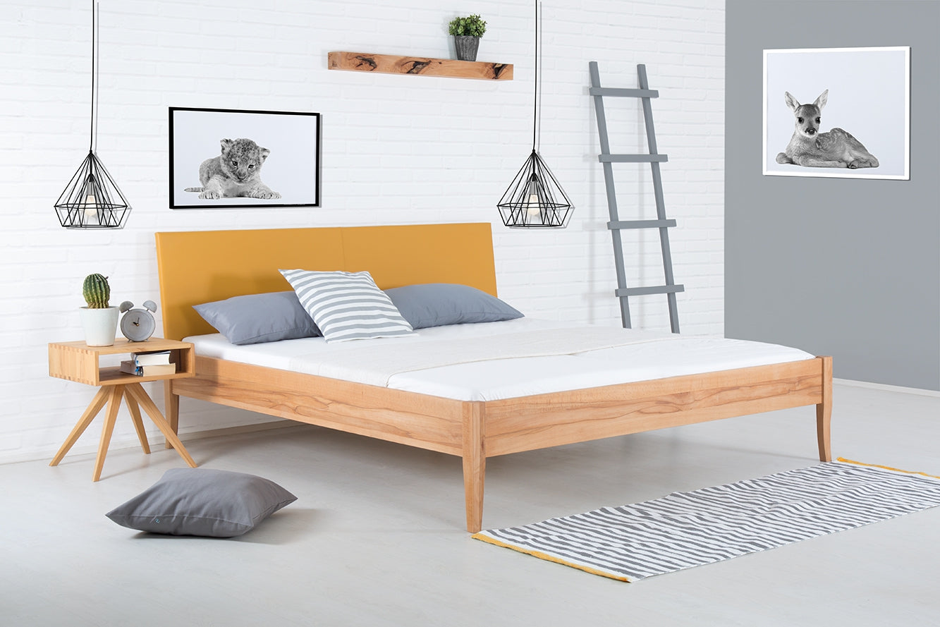 PAEZ PREMIUM Massivholzbett, Lederlehne