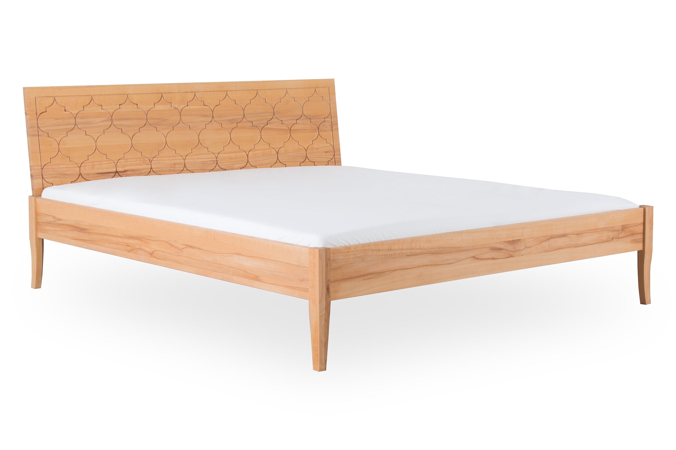 PAEZ 14 Massivholzbett, metallfrei, orientalische Wendelehne