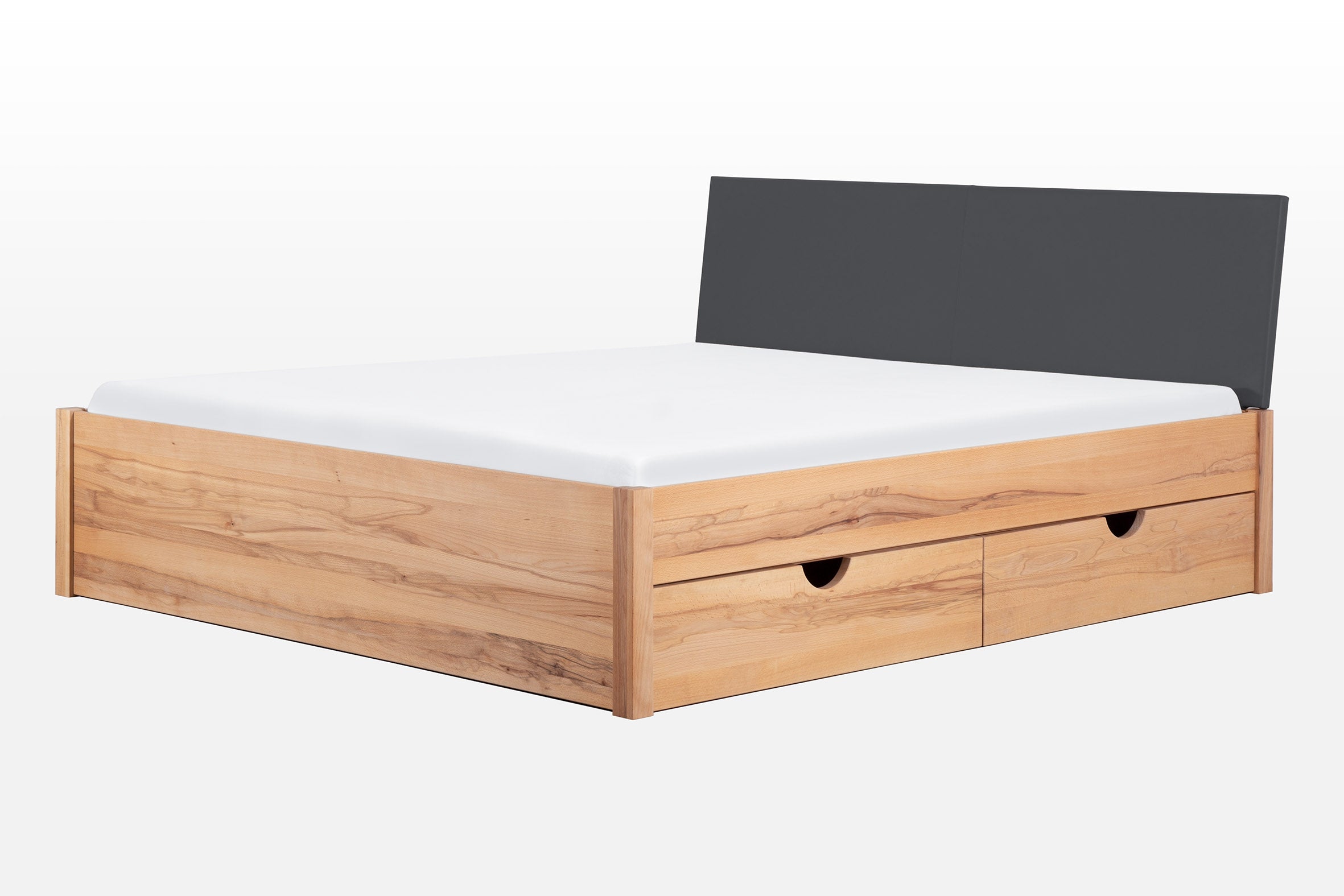 TATUYO PREMIUM Schubkastenbett, metallfrei, Lederlehne