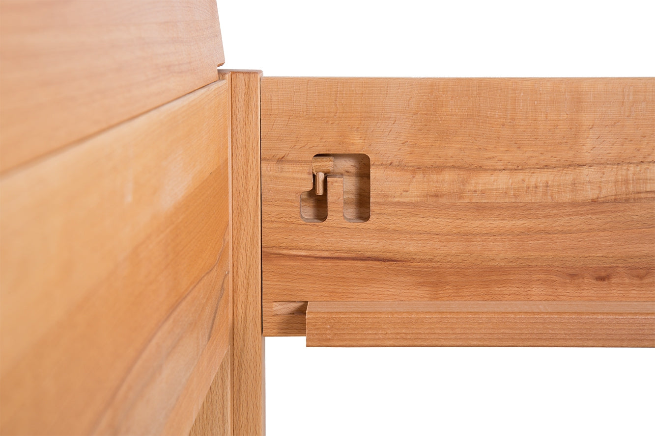 TOBA PREMIUM Massivholzbett, metallfrei, Lederlehne