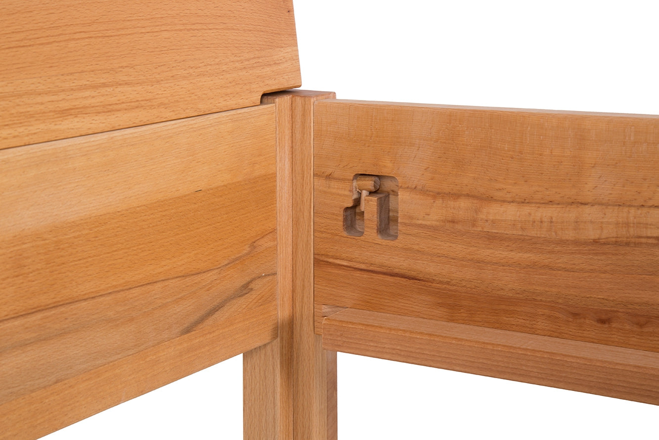 TOBA PREMIUM Massivholzbett, metallfrei, Lederlehne