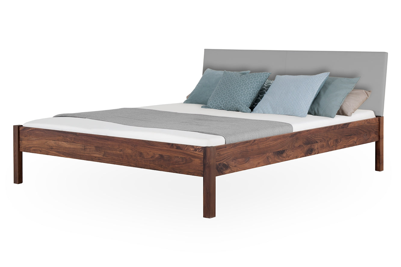 TOBA PREMIUM Massivholzbett, metallfrei, Lederlehne