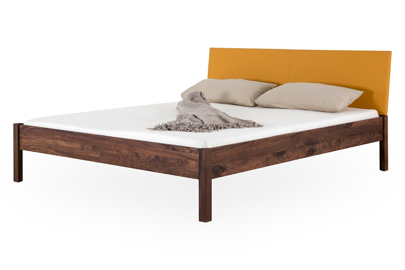 TOBA PREMIUM Massivholzbett, metallfrei, Lederlehne