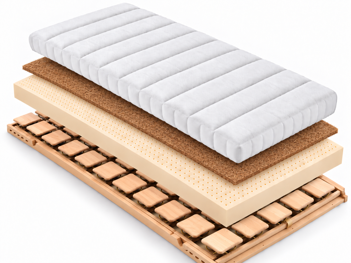 Schlafsystem Buchentraum H2/H3 Bio-Dot-Buche Lattenrost & Bio-Pur Wende Matratze