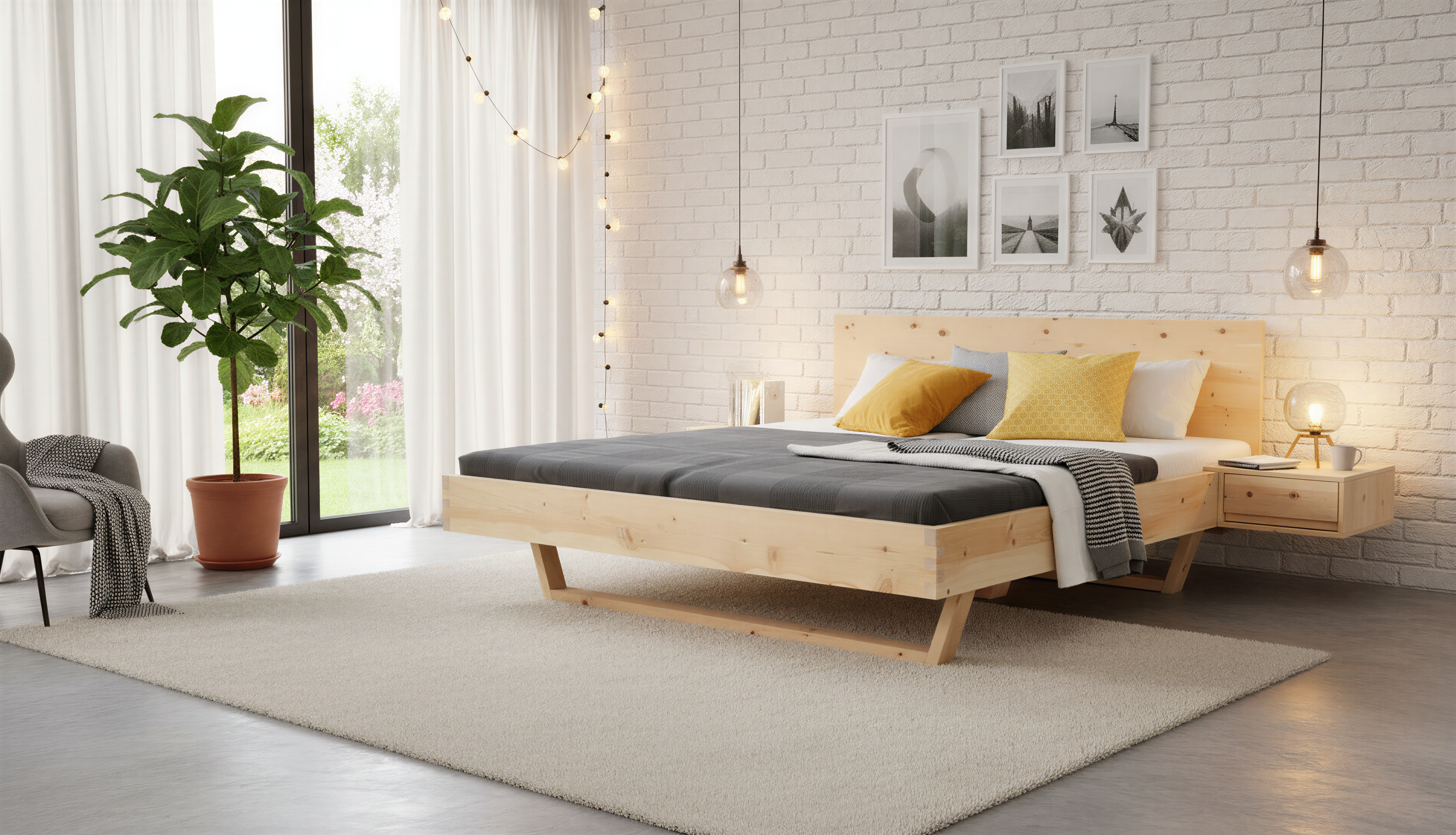 XETA Z01 Zirbenbett, metallfrei, rechteckige Lehne