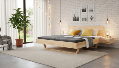 XETA Z01 Zirbenbett, metallfrei, rechteckige Lehne