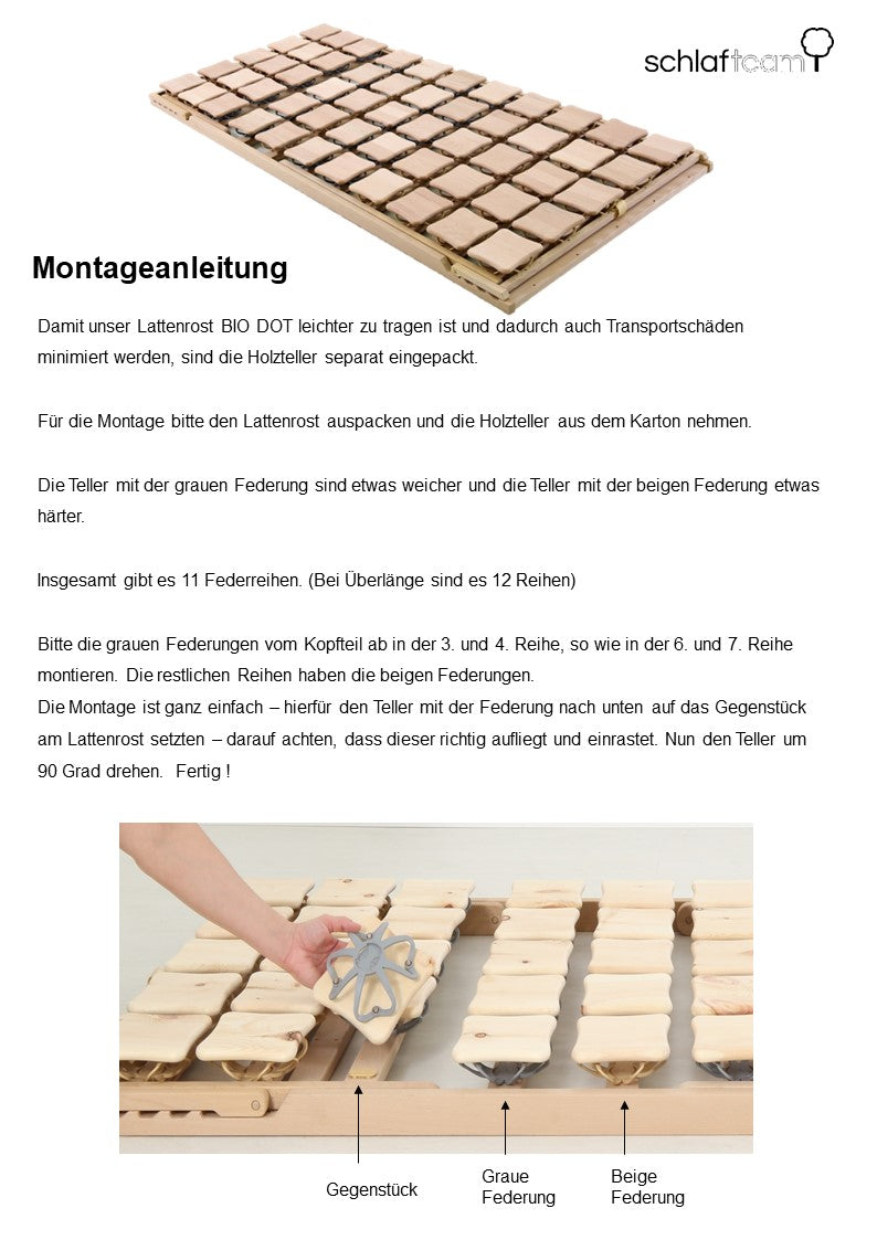 Aufbauanleitung für den BIO-DOT Tellerlattenrost