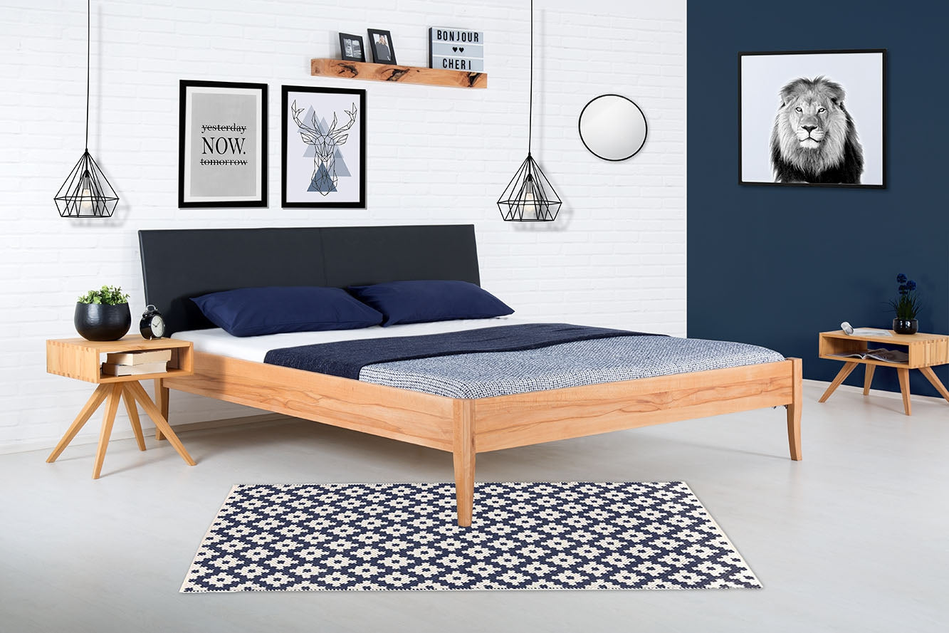 PAEZ PREMIUM Massivholzbett, Lederlehne