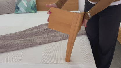 TOBA PREMIUM Massivholzbett, metallfrei, Lederlehne