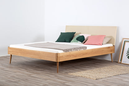 PRINA PREMIUM Massivholzbett, Lederlehne