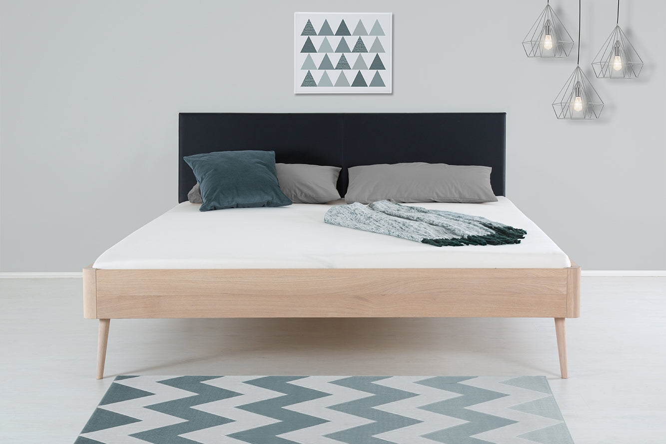 PRINA PREMIUM Massivholzbett, Lederlehne