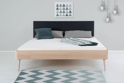 PRINA PREMIUM Massivholzbett, Lederlehne