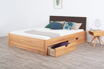 TATUYO PREMIUM Schubkastenbett, metallfrei, Lederlehne