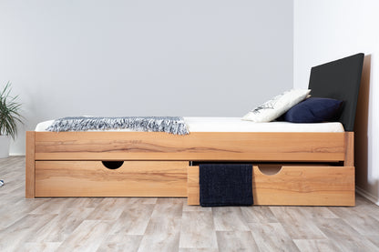 TATUYO PREMIUM Schubkastenbett, metallfrei, Lederlehne