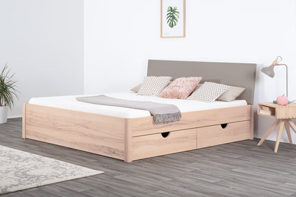 TATUYO PREMIUM Schubkastenbett, metallfrei, Lederlehne