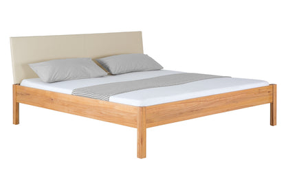 TOBA PREMIUM Massivholzbett, metallfrei, Lederlehne