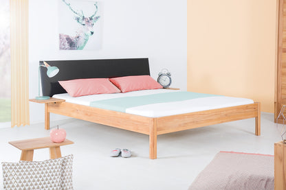 TOBA PREMIUM Massivholzbett, metallfrei, Lederlehne